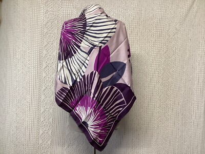 Vintage Silk Scarf With Large Flowers ( FL07/28/12-24B )