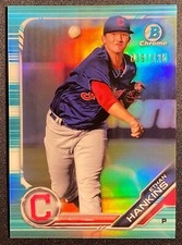 Ethan Hankins 2019 Bowman RC Rookie Prospect Chrome Aqua Refractor #/125 2
