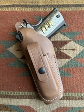 LEFT HAND FIT Colt RIA ATI Ruger M 1911 Leather Thumb Break Holster w Mag Pouch