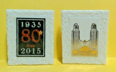 * 2 FEVES PERSO 80 ANS DE LA MAISON BETTANT CHOCOLAT A VILLEURBANE ..ref. P426