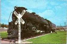 Engine #3759, Kingman, Arizona- 4x6  Chrome Postcard - Santa Fe Railroad