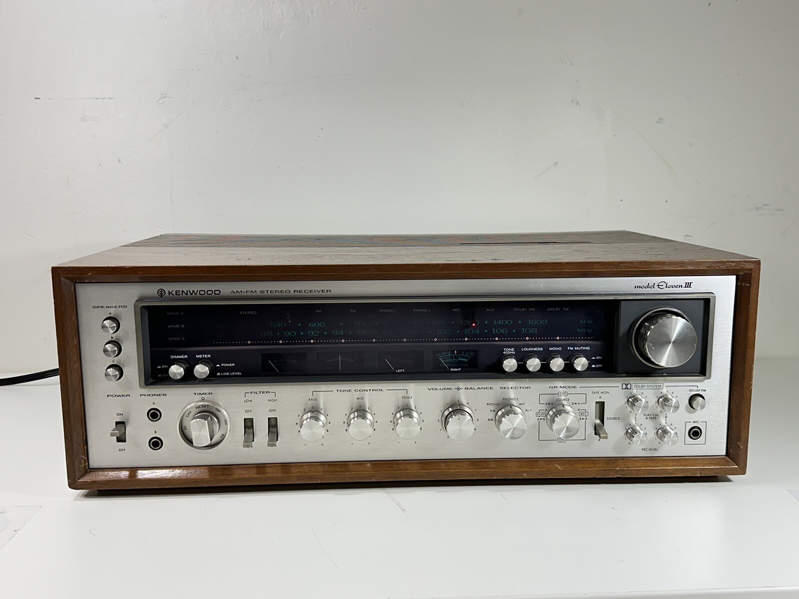 Vintage 1970's Kenwood Eleven III AM/FM Stereo Receiver Power On