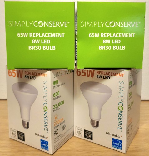 Simply Conserve 65W Replacement 8W LED- BR30 Light Bulb- 4 Set - 第 1/3 張圖片
