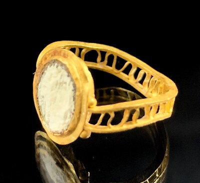 ANCIENT ROMAN GOLD RING; OPEN WORK SWIRLS; 100 BC 200 AD