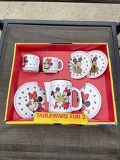 Vintage 1970  s  Mickey Minnie Mouse Walt Disney Tableware For 2.  New in Box.