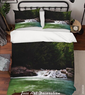 3D River Forest Landscape Quilt Cover Set Bedding Sets Pillowcases Queen