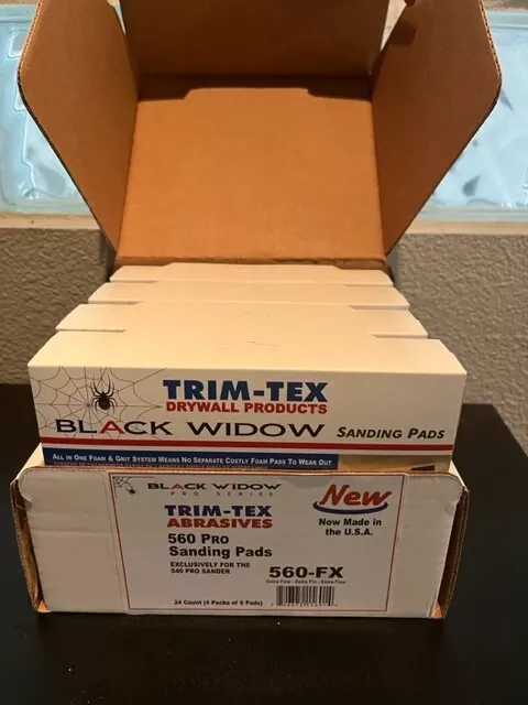 24 PACK TRIM TEX BLACK WIDOW 560 DRYWALL SANDING PADS EXTRA FINE 220 GRIT