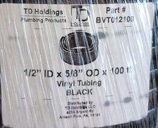 1/2" ID x 5/8" OD x 100 ft - Black Flexible PVC Vinyl Tubing