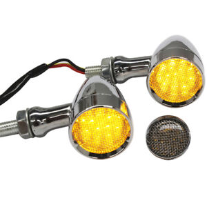 Motorcycle Led Turn Signals Bullet Blinker Yellow Indicator Light For_DM
