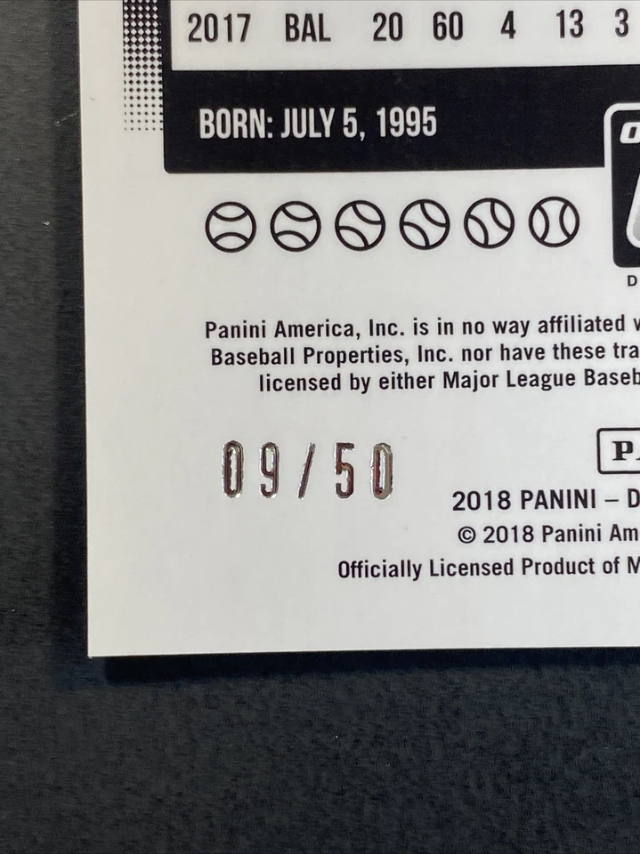 2018 Donruss Optic #58 Austin Hays 'Rated Rookie' Carolina Blue SSP /50 -Orioles - Image 2 of 3