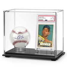 Acrylic Display Case Box for Baseball and Cards, Black Base Clear Body