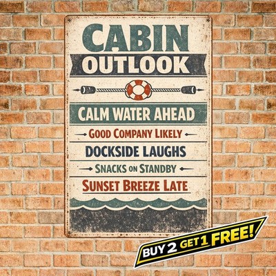 Lake Forecast Boating Swimming Metal Tin Sign Retro Lake House Art