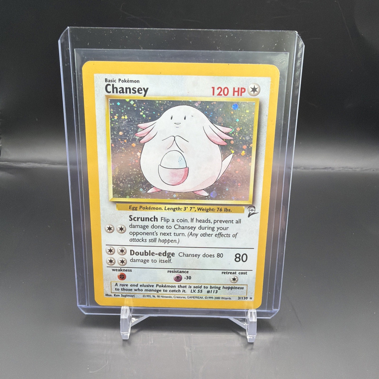 Chansey - 3/130 - Pokemon Vintage Base Set 2 Holo Rare Card WOTC NM -j