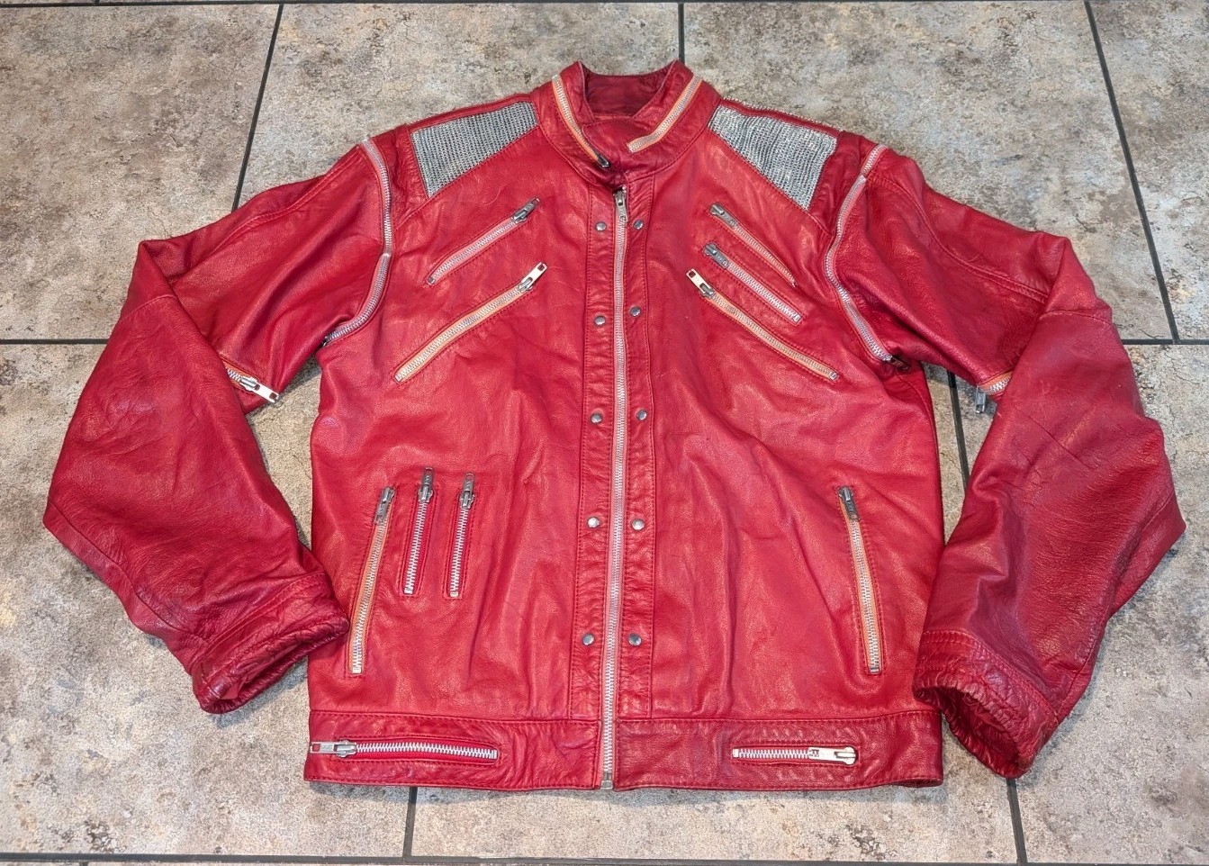 Ambition 80s Vintage Leather Beat It Jacket Ladies Medium Men's Small