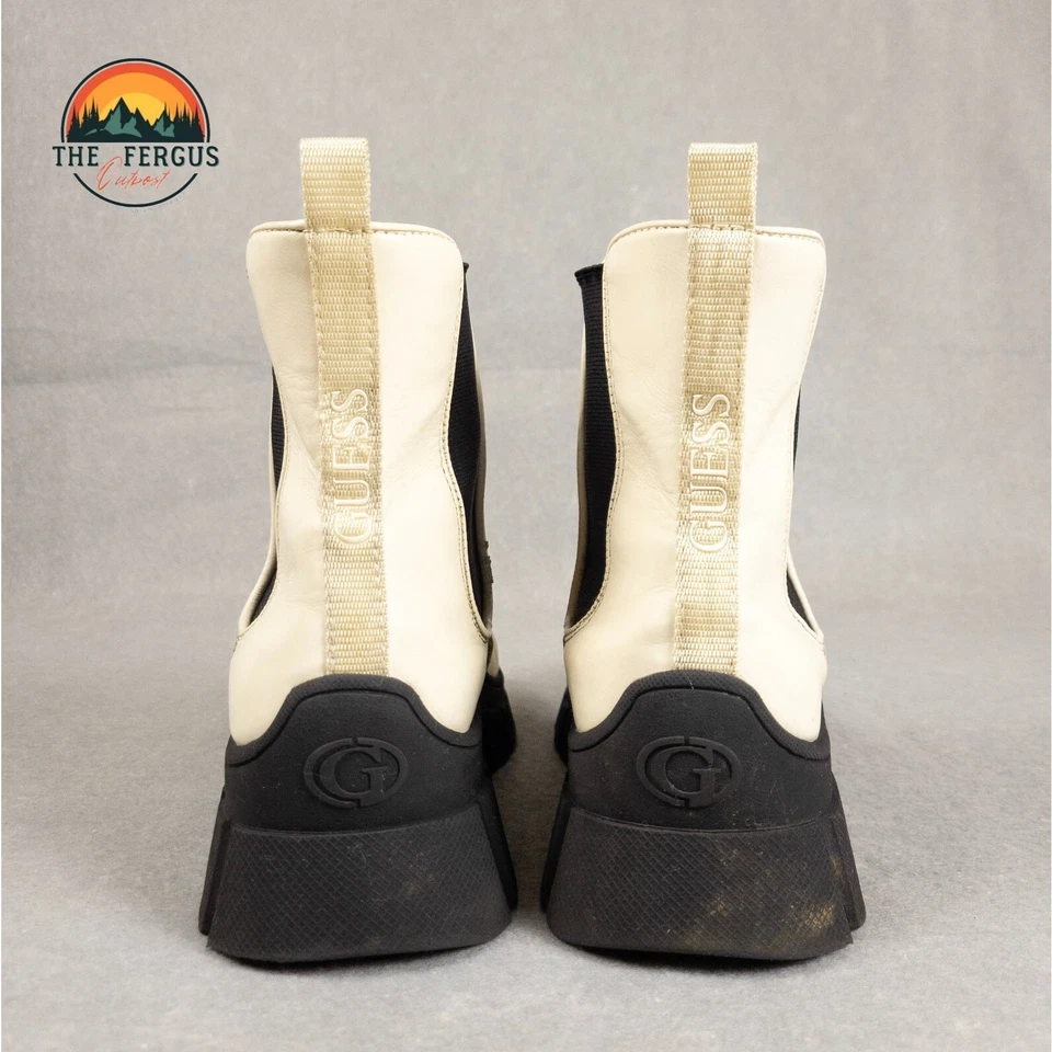 Botas Chelsea Guess Hestia blancas negras suela de cuero al tobillo para mujer talla 9,5 M Foto 3 de 4