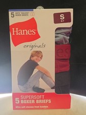 Hanes Original Boys Supersoft BoxerBriefs- Small Sz 6-7 Viscose Bamboo- 5pk