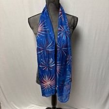 Patriotic Blue Fireworks Print Scarf 4th Of July Fashion Accessory