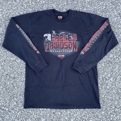 Harley Davidson Shirt Mens XL Black Screaming Eagle Y2K USA Lake George NY 2006