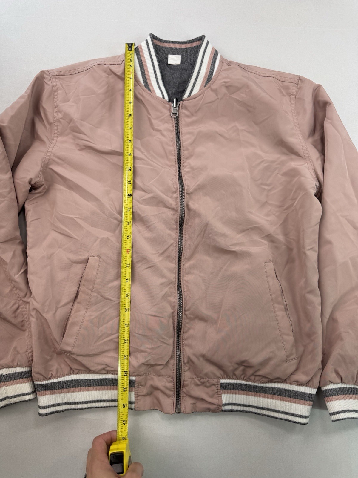 Civil Society Bomber Jacket Mens Size Medium Full Zip Reversible Gray Pink - second product detail image