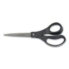 Fiskars Everyday Scissors, 8" Long, 3.75" Cut Length, Straight Black Handle