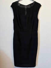 Wallis Black Lace Top Textured Bodycon Dress – Size 10