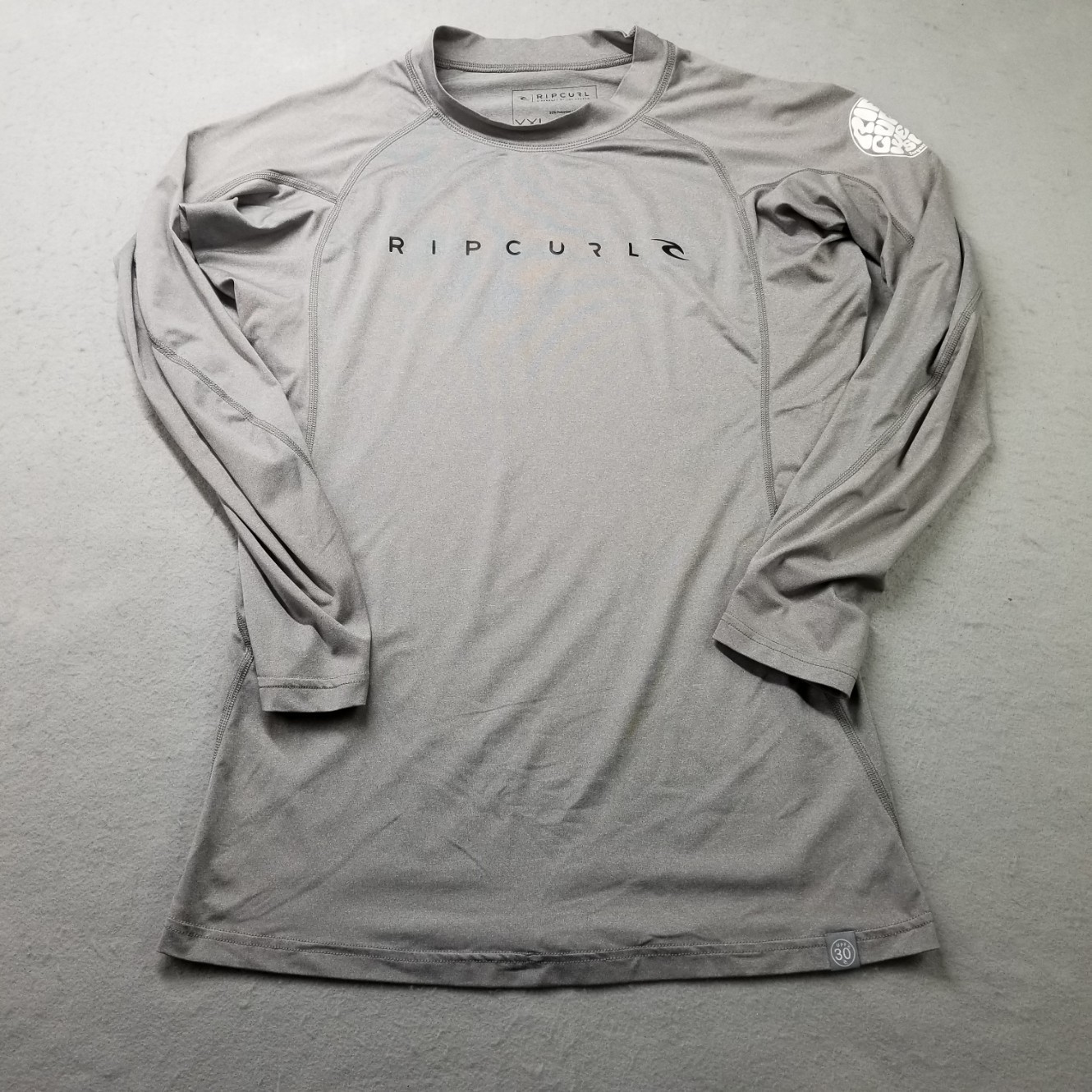 Rip Curl Dawn Patrol UV Long Sleeve GRAY Rashguard Tee Shirt - Juniors XXL