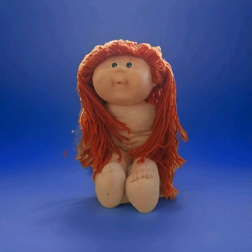 Vintage Cabbage Patch Kids Doll With red yarn Hair, blue Eyes, Dress,