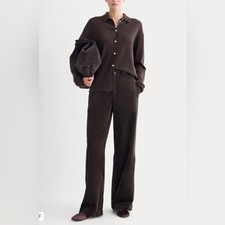 Everlane Corduroy Wide Leg Trouser Pants Size 6 in Dark Chocolate Brown