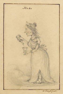 Walter Sneyd Graphitzeichnung Mitte 19. Jh. Hebe Karikatur griechische Göttin menschliche Form