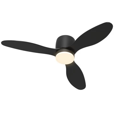 HOMCOM Deckenventilator mit Lampe und Fernbedienung, Einstellbare Helligkeit, Schwarz