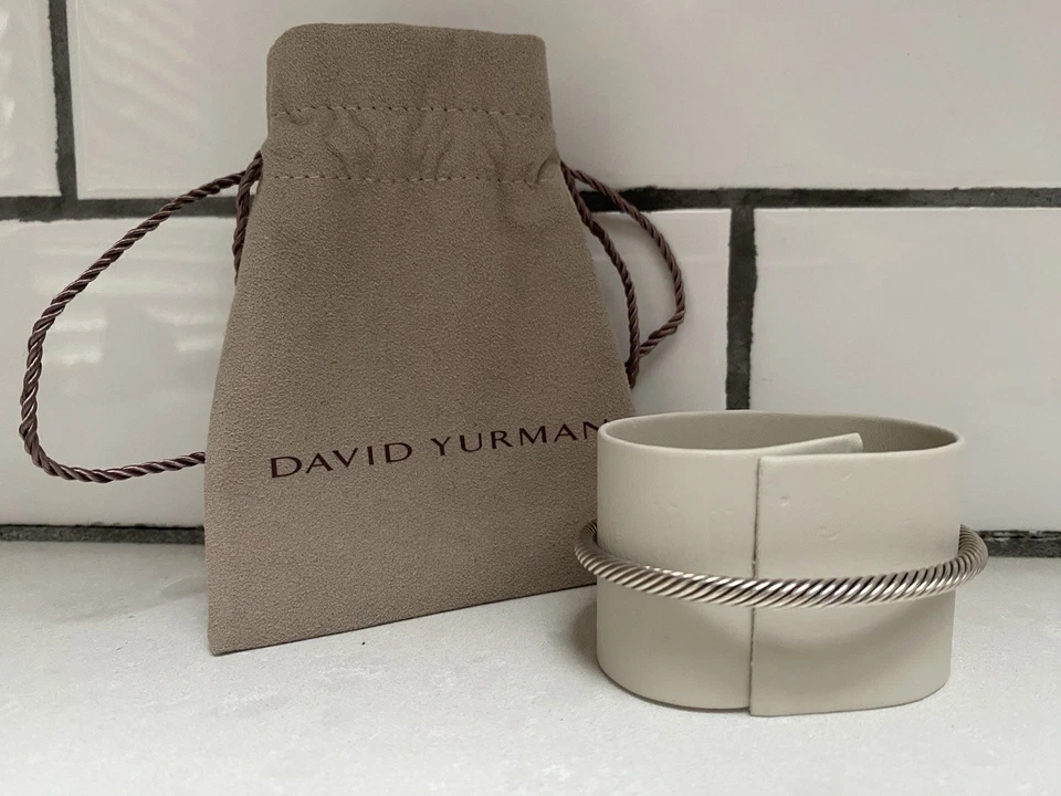 Brazalete David Yurman Plata de Ley Oro Rosa 18K con Cable Morganita 4mm Foto 2 de 4