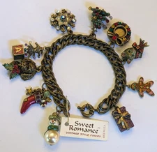 Vintage Sweet Romance NOS with Tags Christmas Charm Bracelet