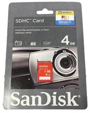 New Sandisk SDHC Secure Digital High Capacity Card 4GB Class 4 Camera Camcorder