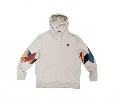 Fred Perry grey soft feel baggy fit embroidered hooded sweatshirt hoodie L