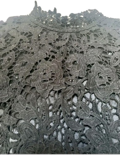 Chi Chi London Women's Bronte A-Line Lace Tulle Black Dress Size UK 10 - Picture 7 of 7