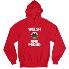 Welsh And Proud Wales Cymru Rugby Football Supporter Hoodie Red Badge