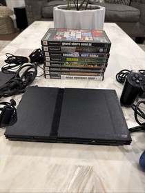 Sony PS2 Slim SCPH-70012 Console Bundle w/ 2 OEM Controllers, 7 Games & GTA