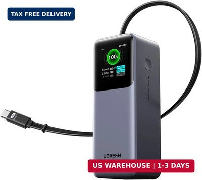 UGREEN Nexode Power Bank 20000mAh 165W with Built-in USB C Cable Laptop Travel P