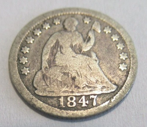 1847 Seated Liberty Half Dime Good G Condition Natural Toning Free Shipping