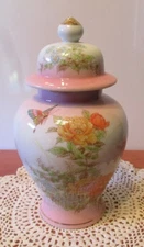 Vintage Shaddy Mino China JGI Japan Pink Floral Ginger Jar 8"