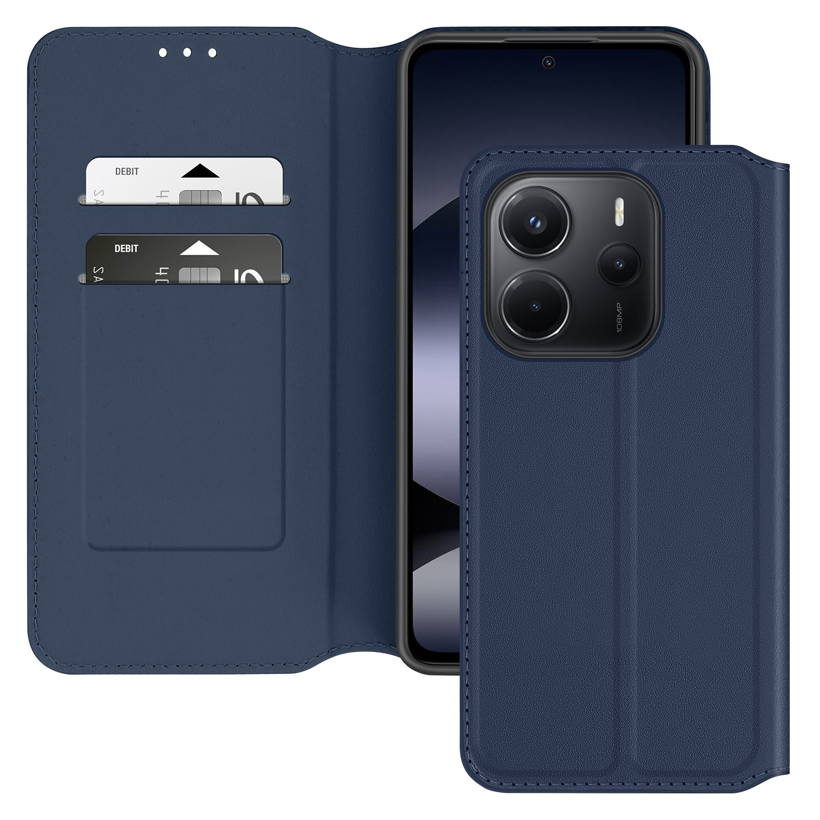 Étui Redmi Note 14 4G Avizar housse clapet protection intégrale en cuir noir