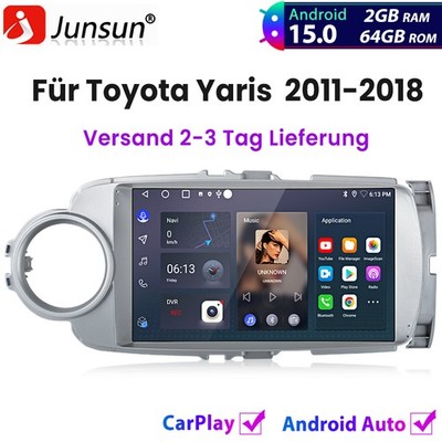 Für Toyota Yaris 2011-2018 Carplay Android15.0 Autoradio GPS Navi BT Wifi 2+64GB