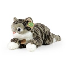 Katze Tigerkatze grau 47 cm liegend Kuscheltier Plüschtier