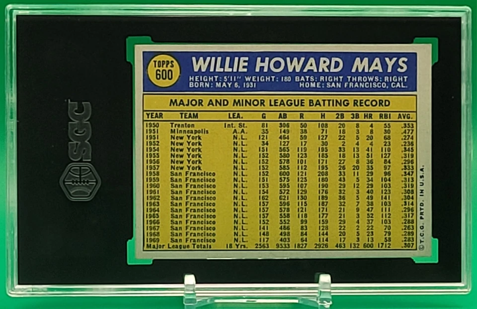 🔥1970 Topps #600 WILLIE MAYS SGC 6 EX-MT Alto # ⚾️HOF NY/San Francisco Giants🔥 Foto 2 de 2