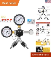 Dual Gauge CO2 Regulator for Homebrewers - 0-60 PSI with Safety Valve