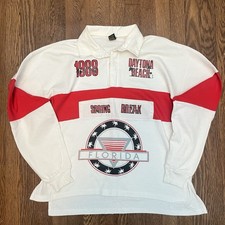 VTG Spring Break Rugby Collared Shirt Florida Sun Triangle | 80’s Made In USA