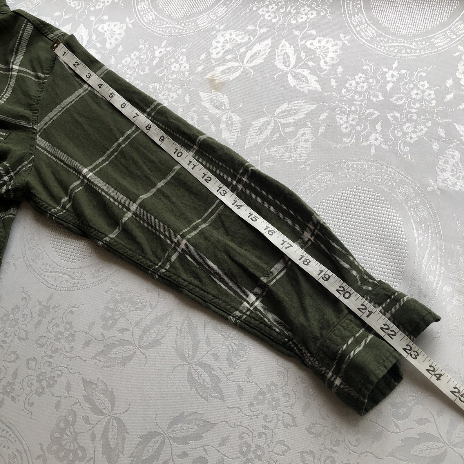 Universal Thread Button-Up Olive/Cream Plaid Shir… - image 13