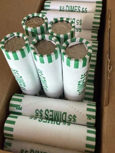 ➡️ Roll of 50 Roosevelt Dimes, Bank Wrapped Tight, UNSEARCHED, SILVER 🪙 HUNT🔍