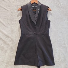 Zara Womens Black Sleeveless 2 Button Vest Romper Size Medium Festival Event