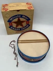 Vintage Ohio Art Tin Litho Toy “Minute Man” Snare Drum W/Sticks In Box #342-A